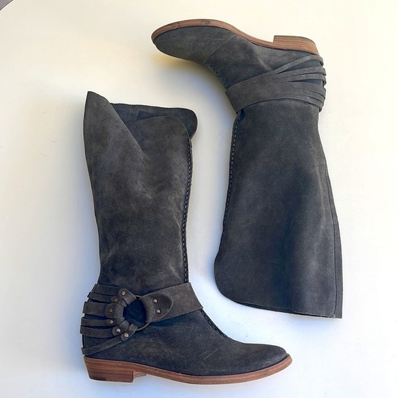 🆕 $545 BARNEY’S New York CO-OP Suede Gray Tall Boots Size 6.5 EU 36.5 - Picture 10 of 10